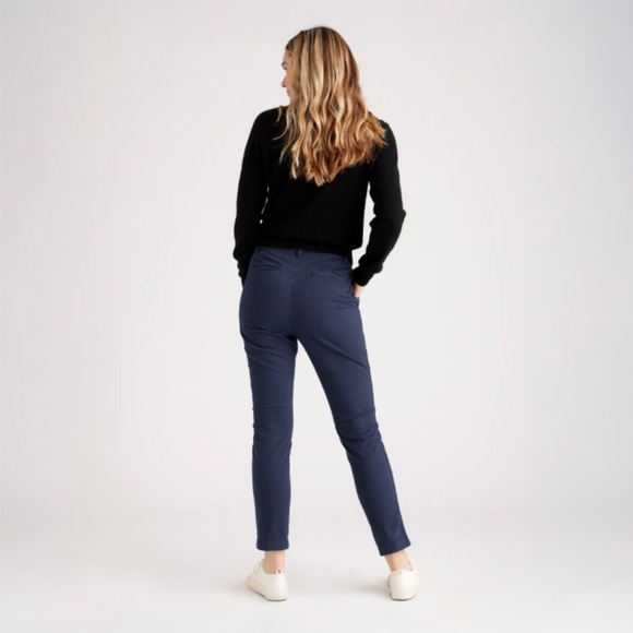 QUINCE Navy Organic Stretch Cotton Twill Girlfriend Chino Pants NWT size 26 - Picture 2 of 14